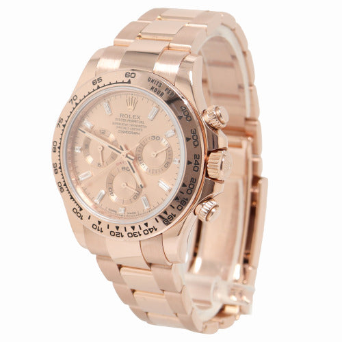 Rolex Mens Daytona Everose Gold 40mm Everose Baguette Diamond Dial Watch Reference# 116500 - Happy Jewelers Fine Jewelry Lifetime Warranty