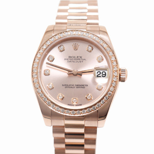 Rolex Datejust Everose 31mm Factory Everose Diamond Dial Watch Reference# 178275 - Happy Jewelers Fine Jewelry Lifetime Warranty