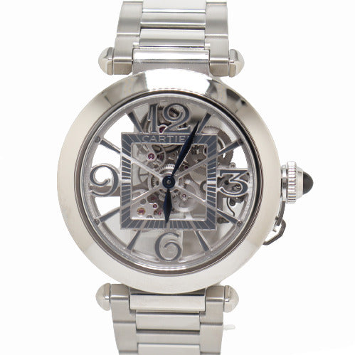 Cartier Men's Pasha Stainless Steel 41mm Skeleton Dial Watch Reference# WHPA0007 - Happy Jewelers Fine Jewelry Lifetime Warranty