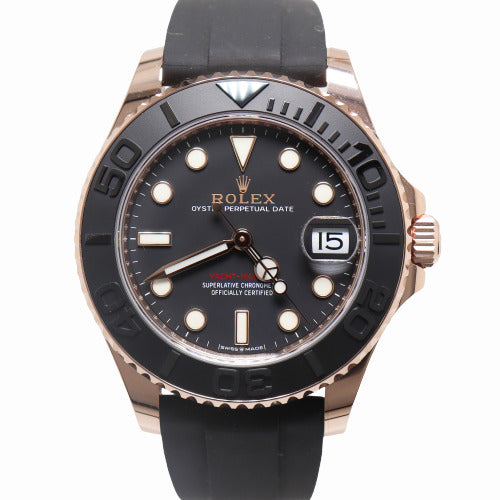 Rolex Mens Yachtmaster Everose 37mm Black Dot Dial Watch Reference# 268655 - Happy Jewelers Fine Jewelry Lifetime Warranty
