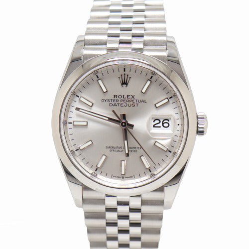 Rolex Datejust Stainless Steel 36mm Silver Stick Dial Watch