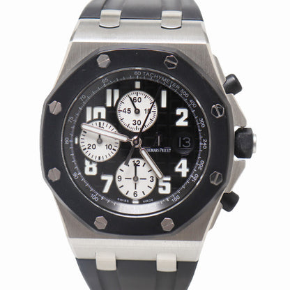 Audemars Piguet Men's Royal Oak Offshore Stainless Steel 42mm Black Chronograph "Mega Tapisserie" Dial Watch Reference# 25940SK.OO.D002CA.03 - Happy Jewelers Fine Jewelry Lifetime Warranty