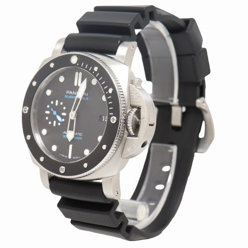 Panerai Mens Submersible Stainless Steel Black Dot Dial Watch Reference# PAM00683 - Happy Jewelers Fine Jewelry Lifetime Warranty