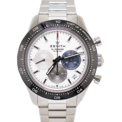Zenith Mens Chronomaster Sport Stainless Steel 41mm White Chronograph Dial Watch Reference# 03.3100.3600/69.M3100 - Happy Jewelers Fine Jewelry Lifetime Warranty