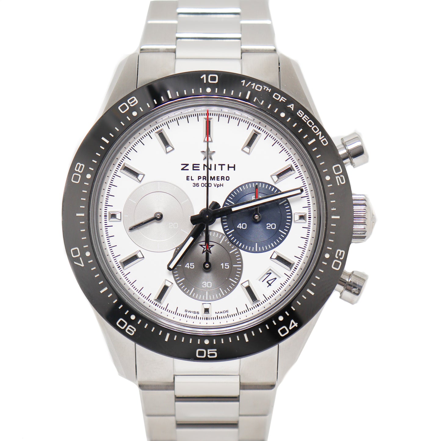 Load image into Gallery viewer, Zenith Mens Chronomaster Sport Stainless Steel 41mm White Chronograph Dial Watch Reference# 03.3100.3600/69.M3100 - Happy Jewelers Fine Jewelry Lifetime Warranty

