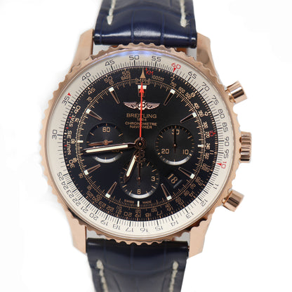 Breitling Mens Navitimer Rose Gold 46mm Black Chronograph Dial Watch Reference# RB0127 - Happy Jewelers Fine Jewelry Lifetime Warranty