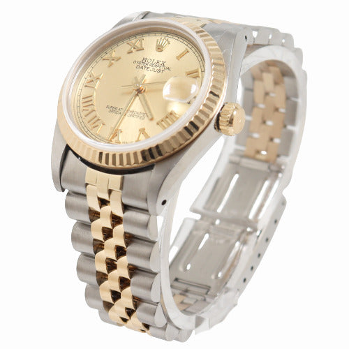 Rolex Datejust Yellow Gold & Stainless Steel 31mm Champagne Roman Dial Watch Reference# 68273 - Happy Jewelers Fine Jewelry Lifetime Warranty