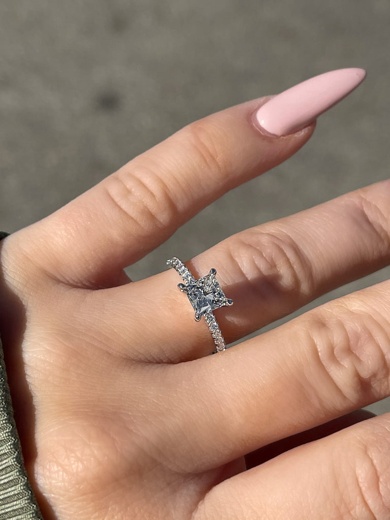 Buy 3 CT White Gold Princess Cut Engagement Ring, Princess Moissanite Ring,  Forever One Princess Cut Ring, Lab Diamond Square Cut Promise Ring Online  in India - Etsy