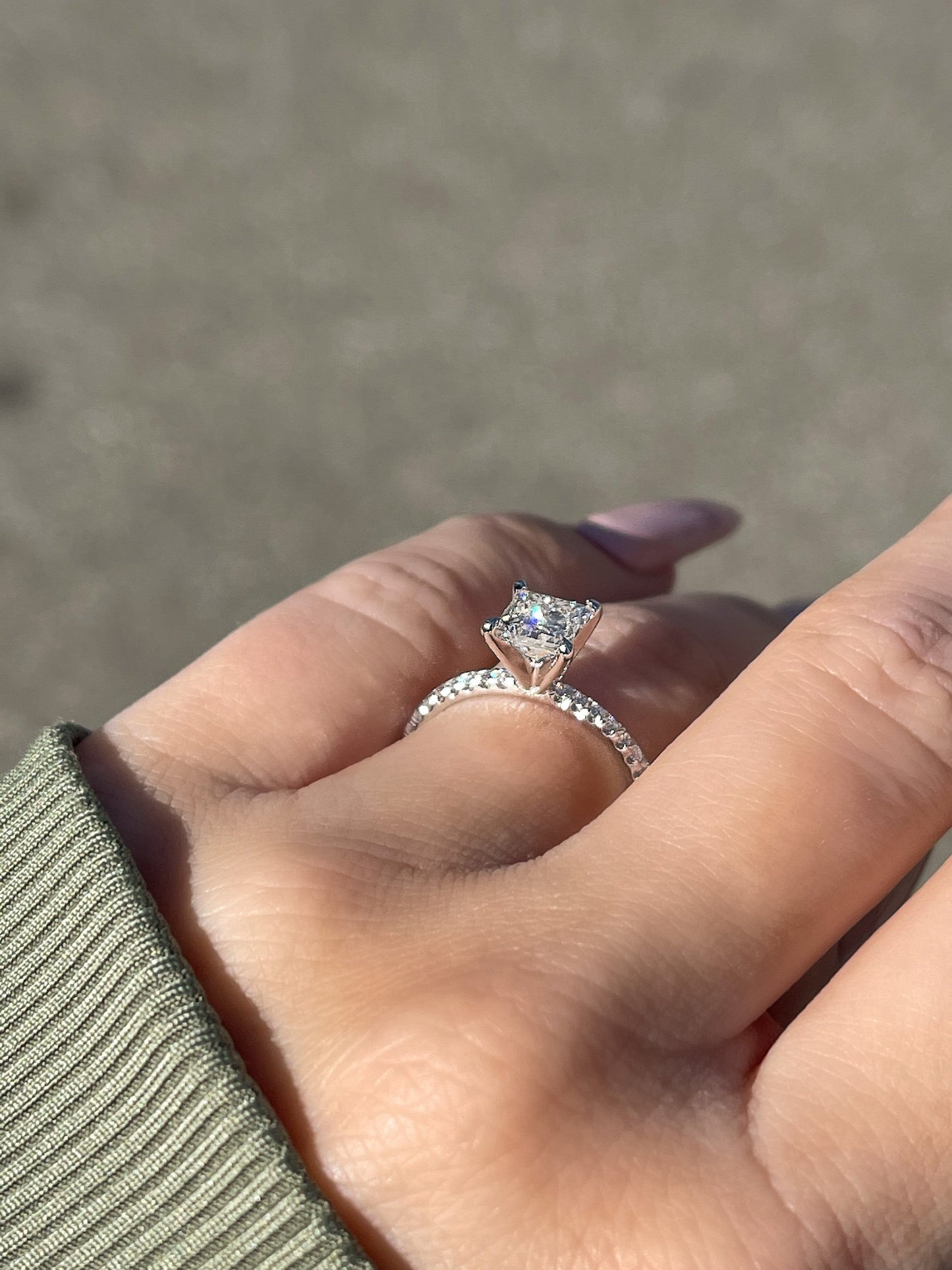 3.4 Carat Princess Cut Diamond Engagement Ring 14k White Gold – Balacia