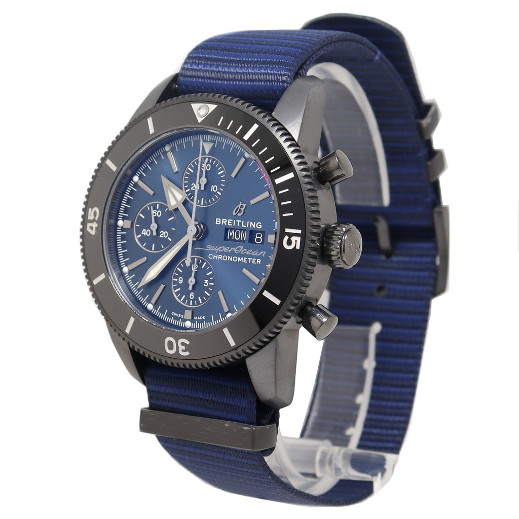 Breitling Mens Superocean Heritage Stainless Steel 44m Blue Chronograph Dial Watch Reference# M133132A1C1W1 - Happy Jewelers Fine Jewelry Lifetime Warranty