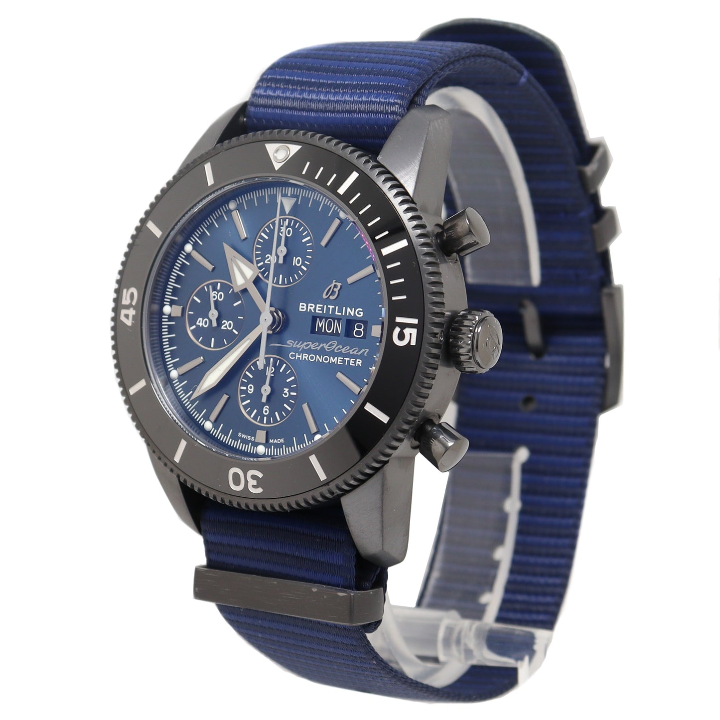Load image into Gallery viewer, Breitling Mens Superocean Heritage Stainless Steel 44m Blue Chronograph Dial Watch Reference# M133132A1C1W1 - Happy Jewelers Fine Jewelry Lifetime Warranty
