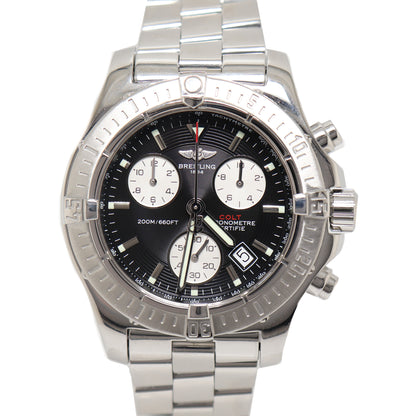 Breitling Men's Colt Stainless Steel 40mm Black Chronograph Dial Watch Reference# A73380 - Happy Jewelers Fine Jewelry Lifetime Warranty