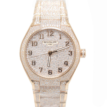 Patek Philippe Ladies Twenty~4 Factory Rose Gold 36mm Factory Paved Diamond Dial Watch Reference# 7300/1450r - Happy Jewelers Fine Jewelry Lifetime Warranty