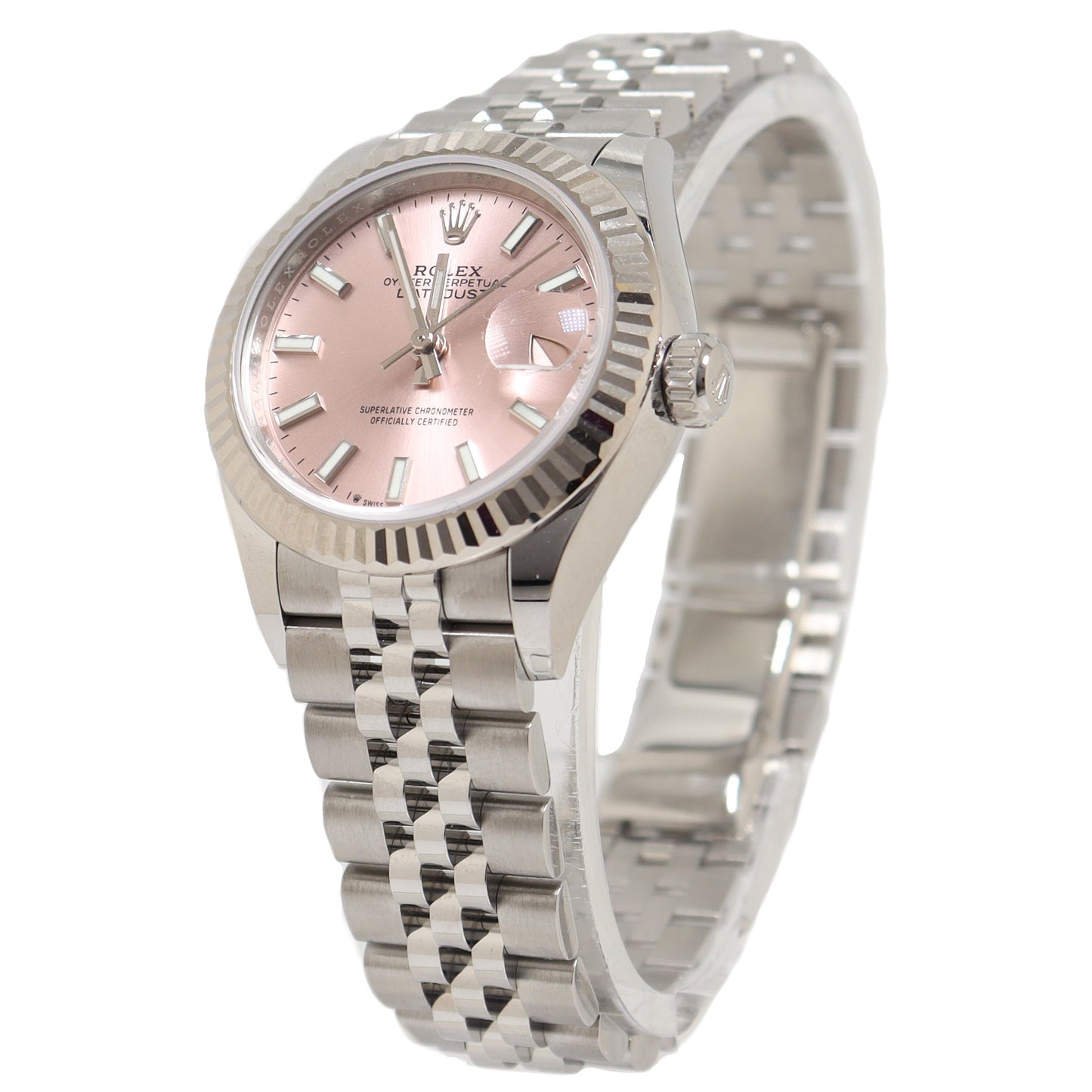 Load image into Gallery viewer, Rolex Ladies Datejust Stainless Steel 28mm Pink Stick Dial Watch Reference# 279174 - Happy Jewelers Fine Jewelry Lifetime Warranty
