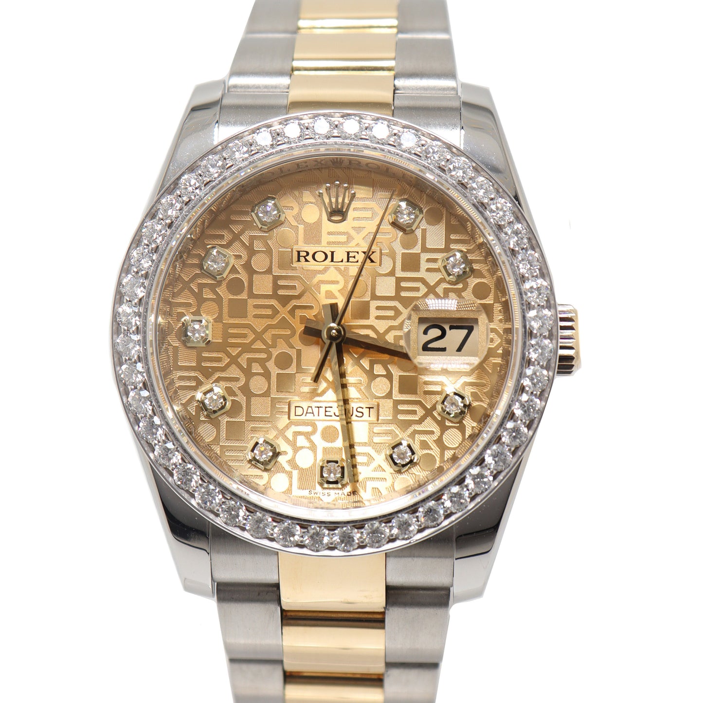 Rolex Datejust Yellow Gold & Stainless Steel 36mm Jubilee Diamond Dial Watch Reference# 116203 - Happy Jewelers Fine Jewelry Lifetime Warranty
