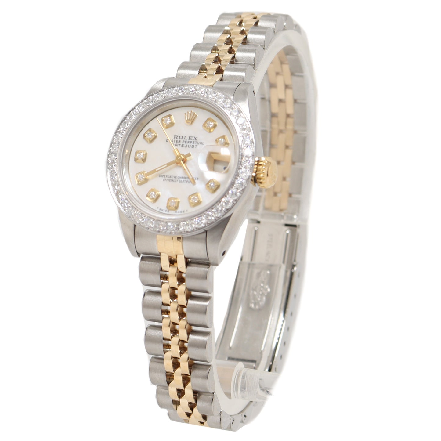 Load image into Gallery viewer, Rolex Ladies Datejust Yellow Gold &amp;amp; Stainless Steel 26mm Custom White MOP Diamond Dial Watch Reference# 179163 - Happy Jewelers Fine Jewelry Lifetime Warranty
