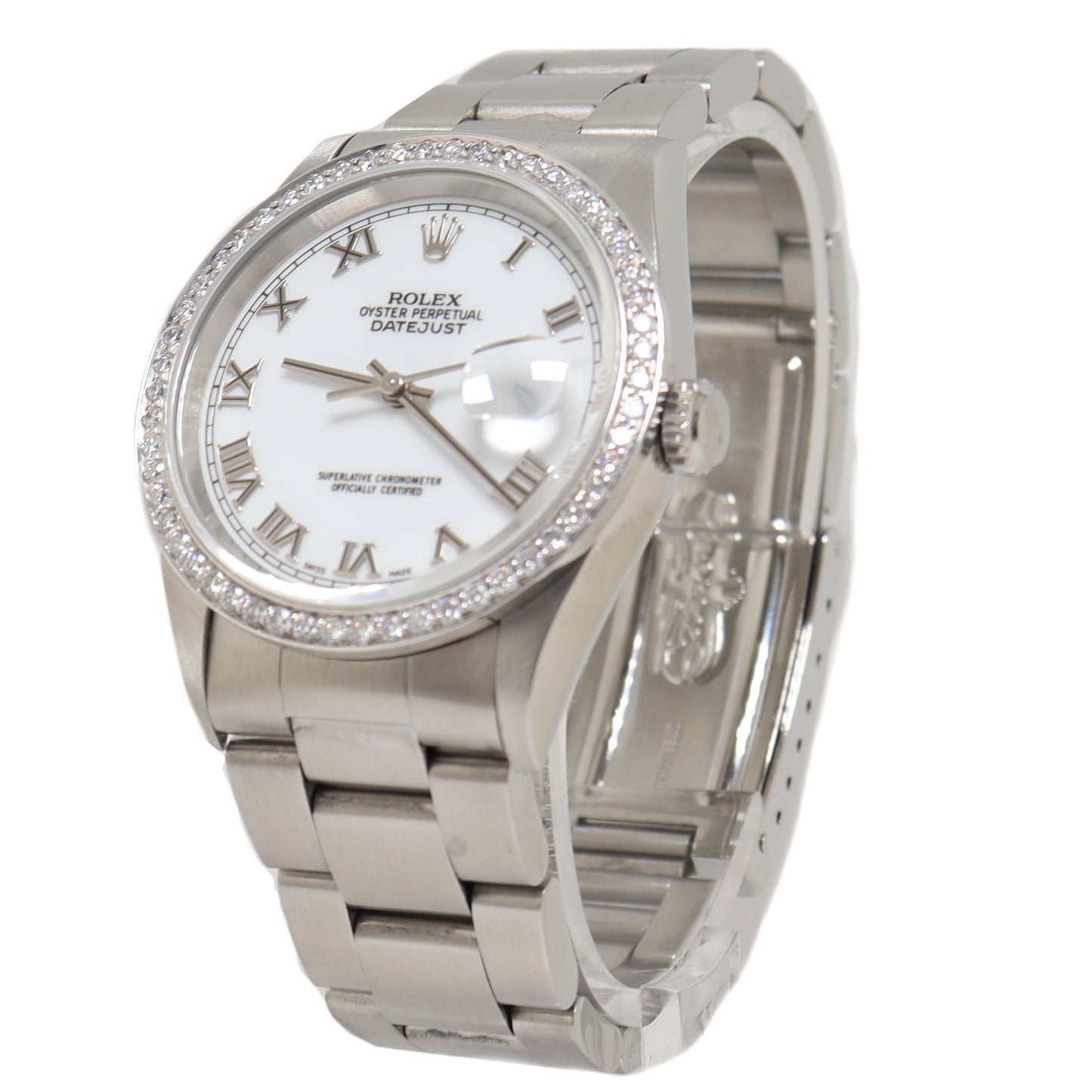 Load image into Gallery viewer, Rolex Mens Datejust Stainless Steel 36mm White Roman Dial Watch Reference# 16200 - Happy Jewelers Fine Jewelry Lifetime Warranty
