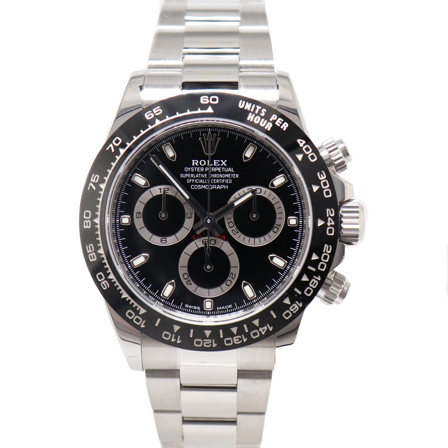 Rolex Men's Daytona Stainless Steel 40mm Black Chronograph Dial Watch Reference# 116500 - Happy Jewelers Fine Jewelry Lifetime Warranty