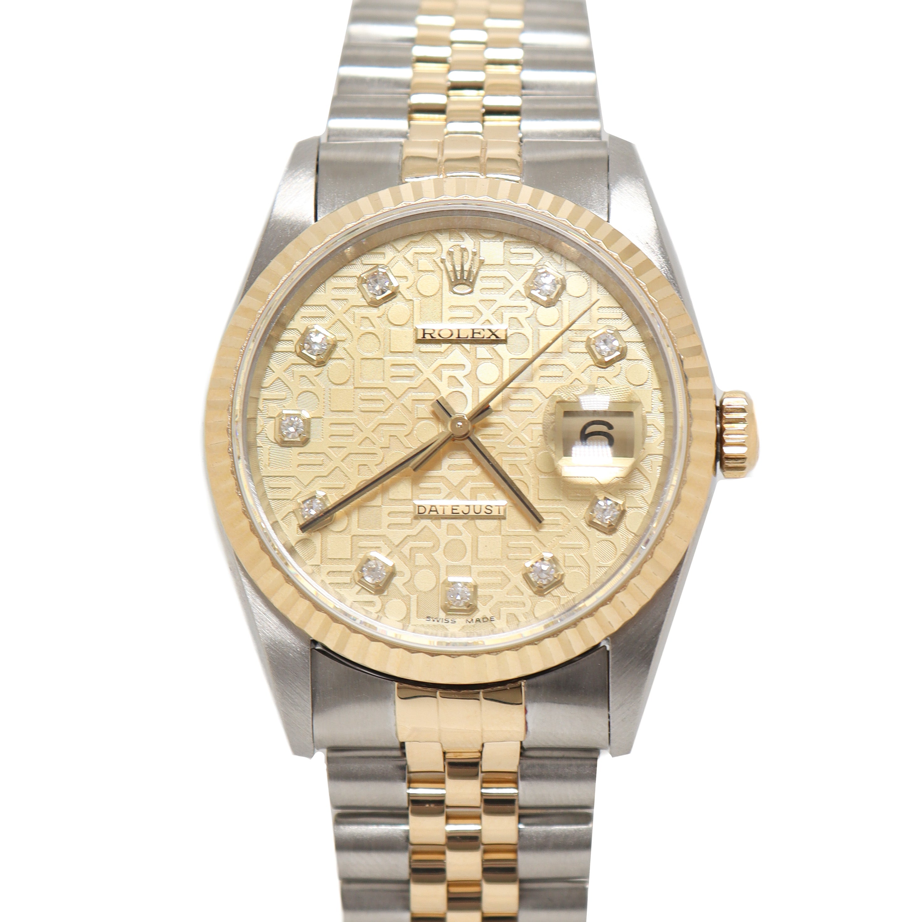 Rolex Datejust Yellow Gold & Steel 36mm Jubilee Diamond Dial Watch Reference# 16233 - Happy Jewelers Fine Jewelry Lifetime Warranty