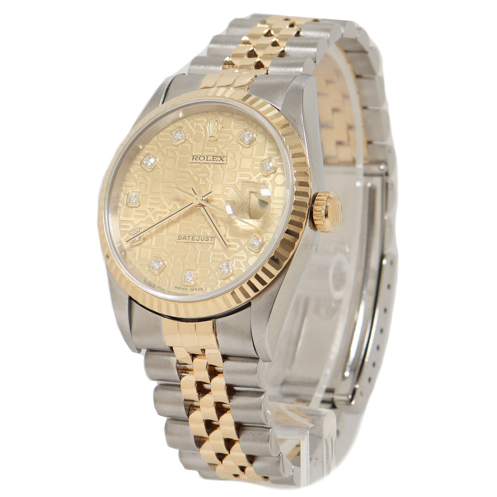 Rolex Datejust Yellow Gold & Steel 36mm Jubilee Diamond Dial Watch Reference# 16233 - Happy Jewelers Fine Jewelry Lifetime Warranty