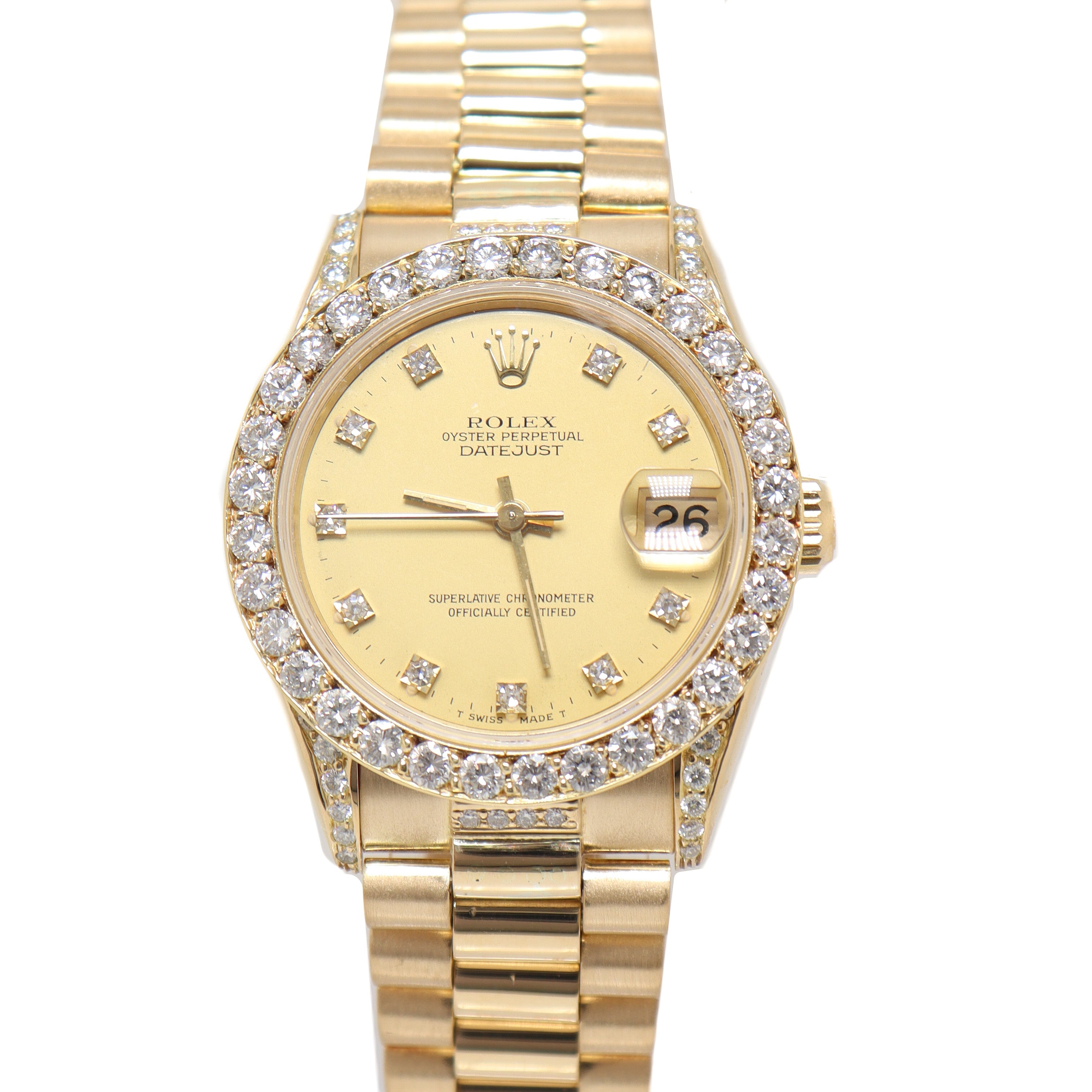 Rolex Datejust Yellow Gold 31mm Factory Diamond Diamond Dial Watch Reference# 68278 - Happy Jewelers Fine Jewelry Lifetime Warranty
