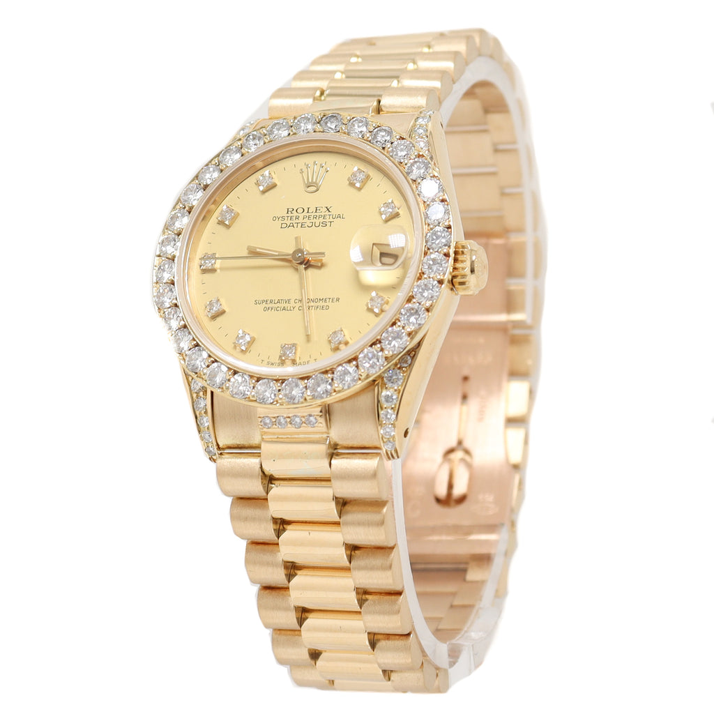 Rolex Datejust Yellow Gold 31mm Factory Diamond Diamond Dial Watch Reference# 68278 - Happy Jewelers Fine Jewelry Lifetime Warranty