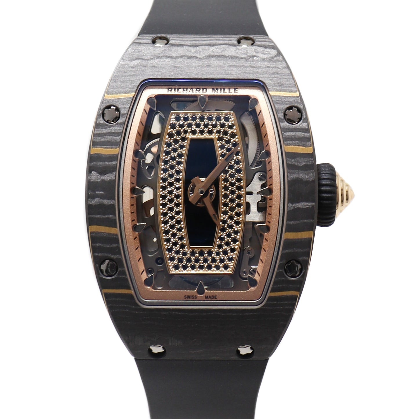 Load image into Gallery viewer, Ladies Richard Mille RM 07-01 Carbon TPT 45.66 x 31.40mm Skeleton Dial with Black Sapphires Reference# RM 07-01 - Happy Jewelers Fine Jewelry Lifetime Warranty
