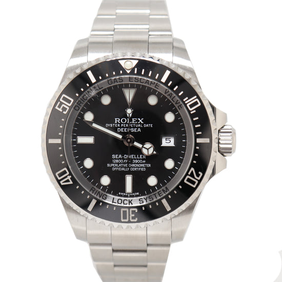 Rolex Mens SeaDweller Stainless Steel Black Dot Dial Watch Reference# 116600 - Happy Jewelers Fine Jewelry Lifetime Warranty