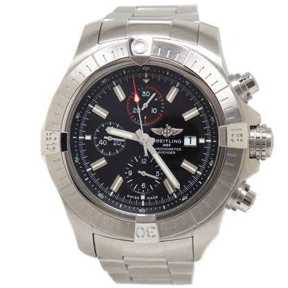 Breitling Mens Super Avenger 48mm Black Chronograph Dial Watch Reference# A13375 - Happy Jewelers Fine Jewelry Lifetime Warranty