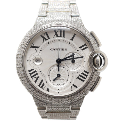 Carter Men's Ballon Blue Stainless Steel 47mm Silver Roman Chronograph Dial Watch Reference# W6920002 - Happy Jewelers Fine Jewelry Lifetime Warranty