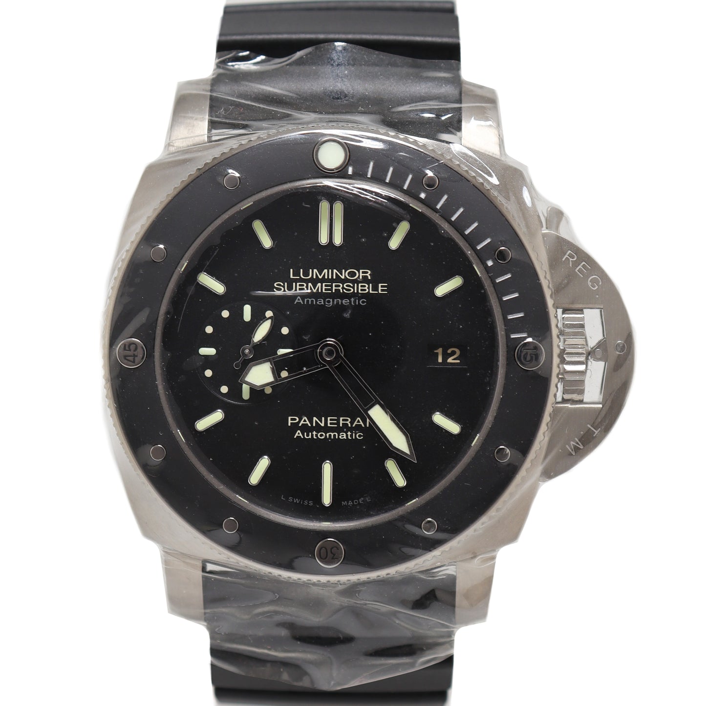 Panerai Mens Panerai Submersible 1950 Brushed Titanium 47mm Black Stick Dial Watch Reference# PAM00389 - Happy Jewelers Fine Jewelry Lifetime Warranty