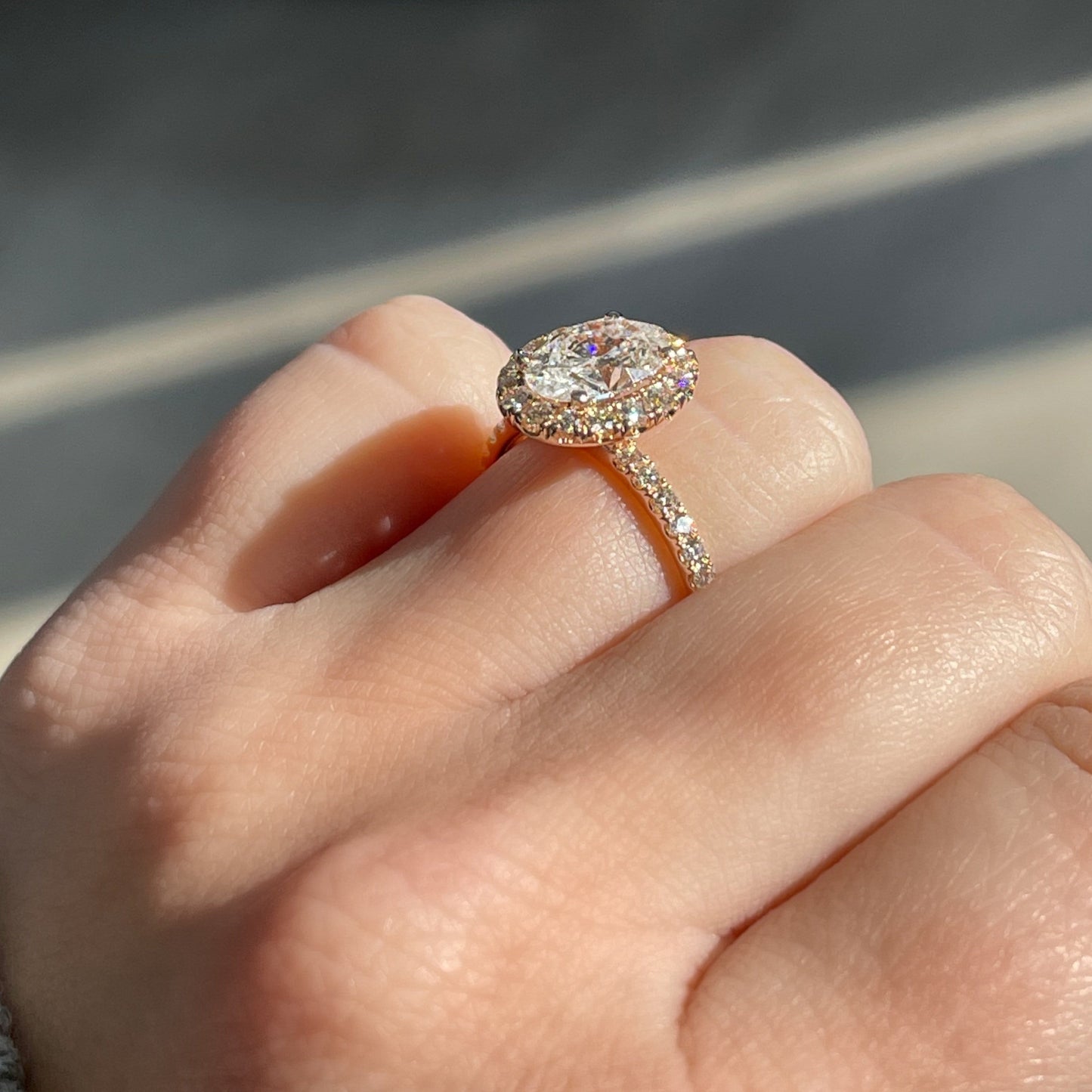 1.54 Oval Diamond | D color I1 clarity | Rose Gold Halo - Happy Jewelers Fine Jewelry Lifetime Warranty