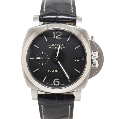 Panerai Mens Luminor Marina Stainless Steel 42mm Black Dot Dial Watch Reference# PAM00392 - Happy Jewelers Fine Jewelry Lifetime Warranty