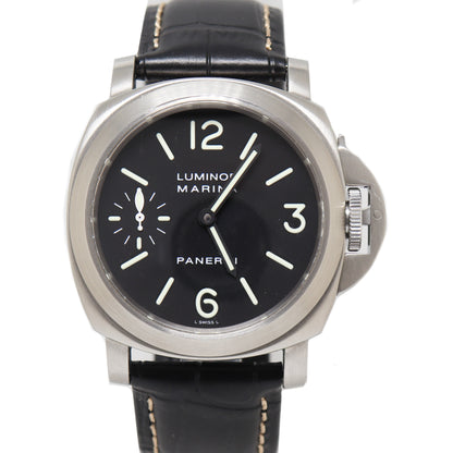 Panerai Mens Luminor Marina Stainless Steel 44mm Black Stick Dial Watch Reference# PAM0001 - Happy Jewelers Fine Jewelry Lifetime Warranty