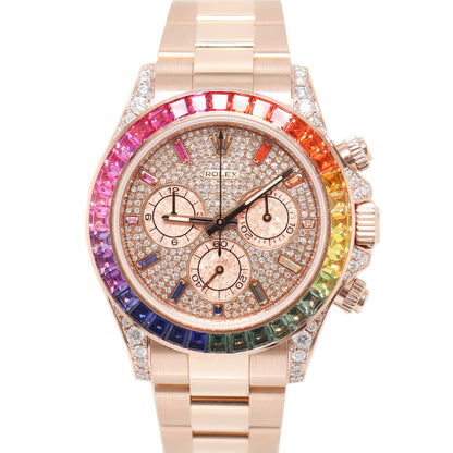 Rolex Men's Daytona Rose Gold 40mm Pave Diamond Dial Chronograph Dial Watch Reference# 116505 - Happy Jewelers Fine Jewelry Lifetime Warranty