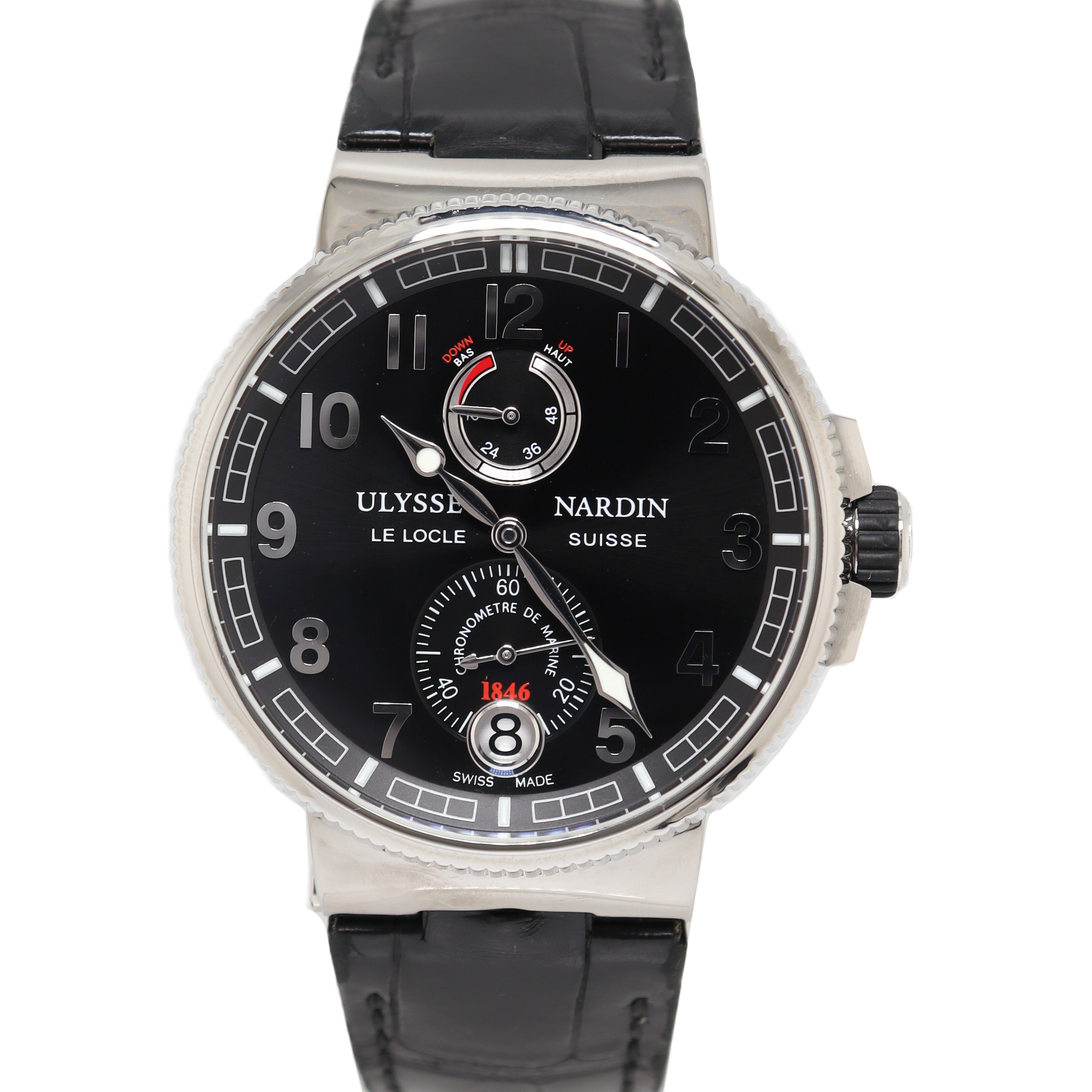 Ulysse Nardin Mens Maxi Marine Stainless Steel 41mm Black Dial Reference# 263-66-3/62 - Happy Jewelers Fine Jewelry Lifetime Warranty