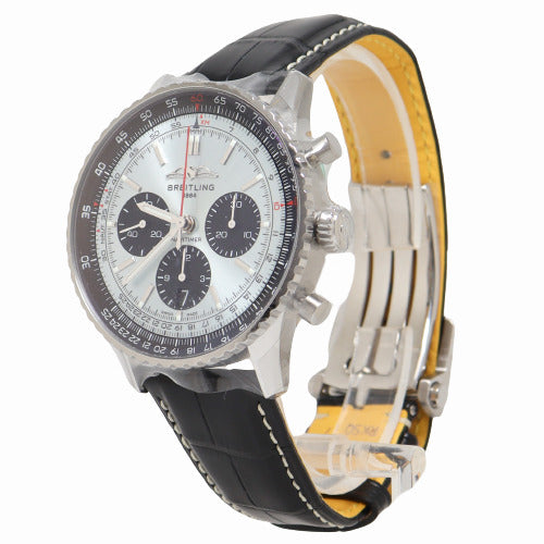 Load image into Gallery viewer, Breitling Mens Navitimer B01 Stainless Steel 43mm Ice Blue Chronograph Dial Watch Reference# AB0138241C1P1 - Happy Jewelers Fine Jewelry Lifetime Warranty
