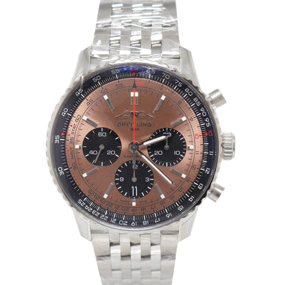 Breitling Mens Navitimer B01 Stainless Steel 43mm Copper Colored Chronograph Dial Watch Reference# AB0138241K1A1 - Happy Jewelers Fine Jewelry Lifetime Warranty