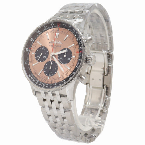 Breitling Mens Navitimer B01 Stainless Steel 43mm Copper Colored Chronograph Dial Watch Reference# AB0138241K1A1 - Happy Jewelers Fine Jewelry Lifetime Warranty