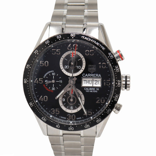 Tag Heuer Mens Carrera Day Date Stainless Steel 43mm Chronograph Dial Watch Ref# CV2A10 - Happy Jewelers Fine Jewelry Lifetime Warranty