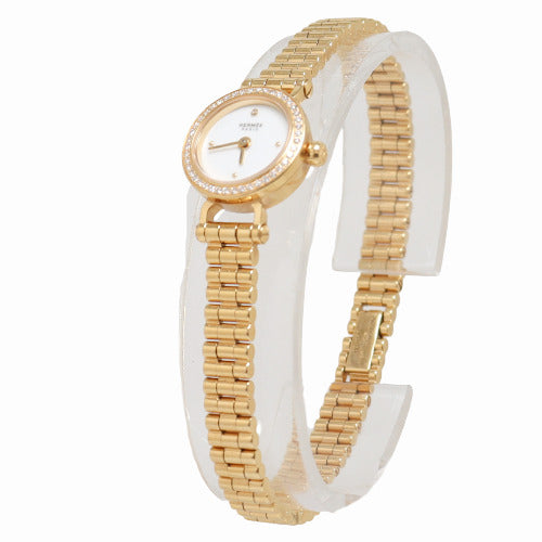 Hermes Ladies Faubourg Yellow Gold 16mm White Dial Watch Reference# FG1.186 - Happy Jewelers Fine Jewelry Lifetime Warranty