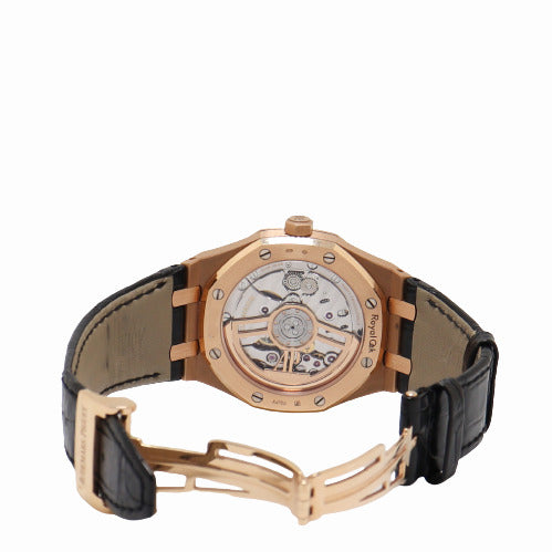 Audemars Piguet Men's Royal Oak Pink Gold 41mm Black "Grande Tapisserie" Dial Watch Reference# 15500OR.OO.D002CR.01 - Happy Jewelers Fine Jewelry Lifetime Warranty