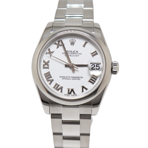 Rolex Datejust Stainless Steel 31mm White Roman Dial Watch Reference# 178240 - Happy Jewelers Fine Jewelry Lifetime Warranty