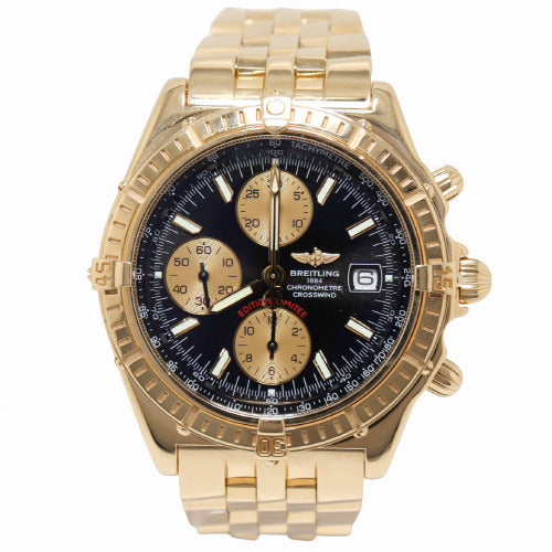 Rolex Mens Crosswind Yellow Gold Black Chronograph Dial Watch Reference# K13355 - Happy Jewelers Fine Jewelry Lifetime Warranty