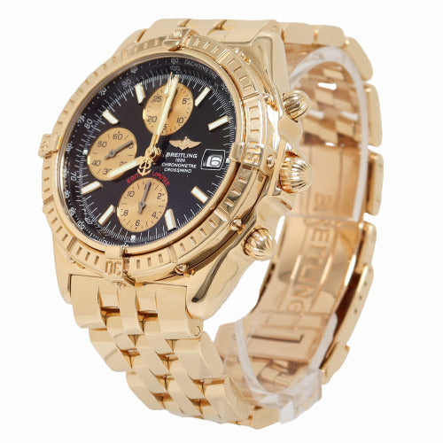 Rolex Mens Crosswind Yellow Gold Black Chronograph Dial Watch Reference# K13355 - Happy Jewelers Fine Jewelry Lifetime Warranty