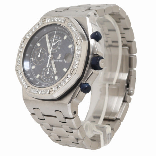 Audemars Piguet Royal Oak Offshore Stainless Steel 42mm Blue Chronograph "Petite Tapisserie" Dial Watch Reference# 26237ST.OO.1000ST.01 - Happy Jewelers Fine Jewelry Lifetime Warranty