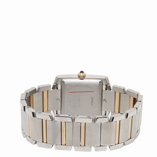 Cartier Ladies Tank Francaise Yellow Gold & Stainless Steel 25mm x 20mm White Roman Dial Watch Reference# W51005Q4 - Happy Jewelers Fine Jewelry Lifetime Warranty