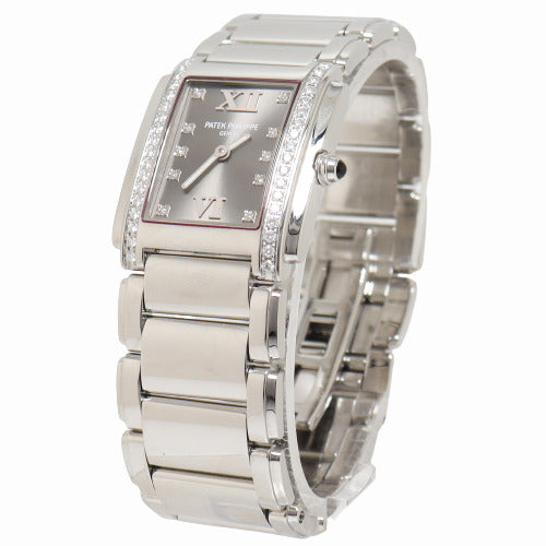Patek Philippe Ladies Twenty~4 Stainless Steel Eternal Gray Diamond Dial Watch Reference# 4910/10A-010 - Happy Jewelers Fine Jewelry Lifetime Warranty