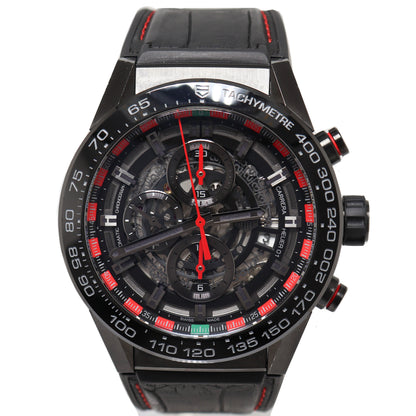 Tag Heuer Mens Carrera Black Stainless Steel 45mm Skeleton Dial Watch Reference# CAR2A1G.FC6400 - Happy Jewelers Fine Jewelry Lifetime Warranty