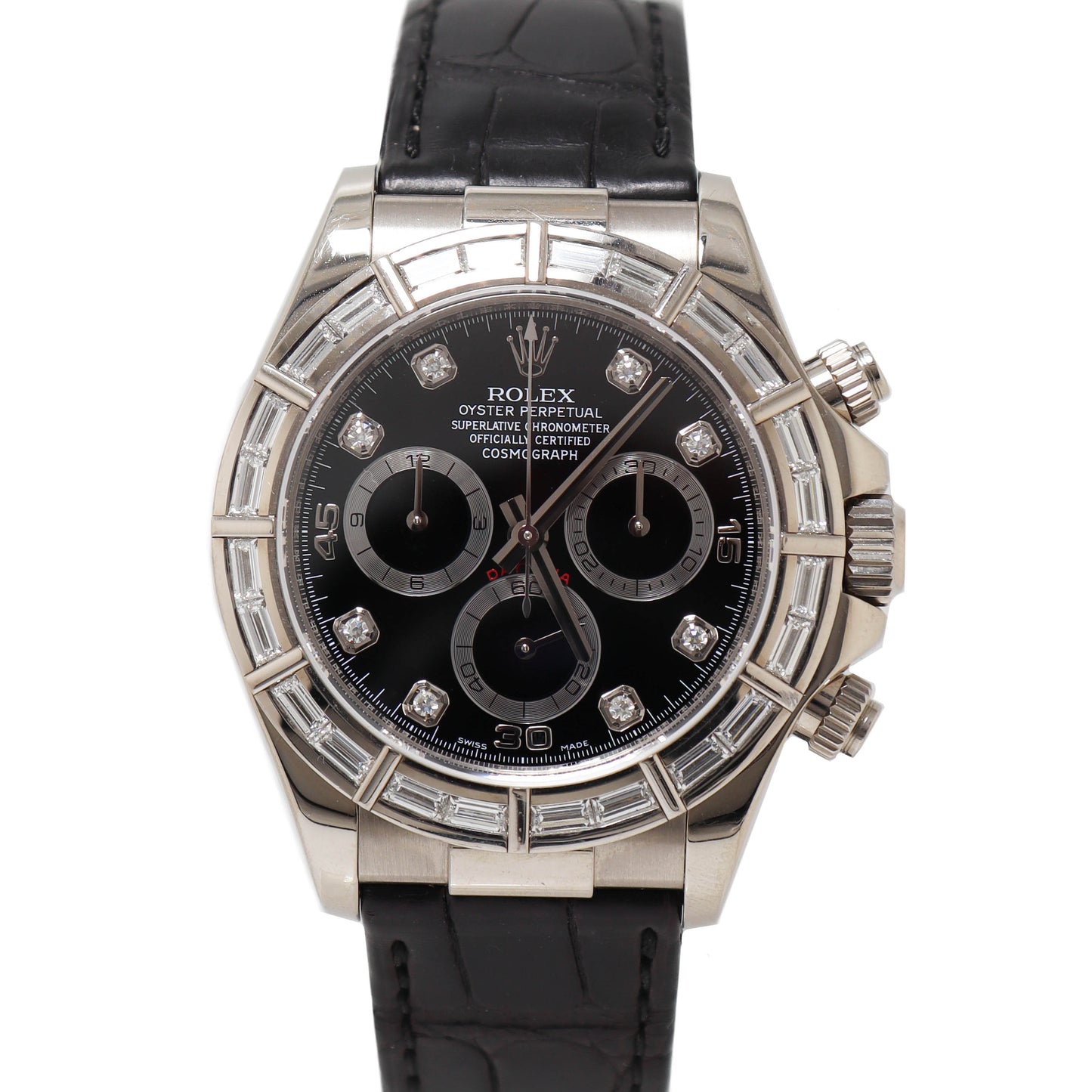 Rolex Men's Daytona White Gold 40mm Black Diamond Dial Watch Reference# 116589BRIL - Happy Jewelers Fine Jewelry Lifetime Warranty